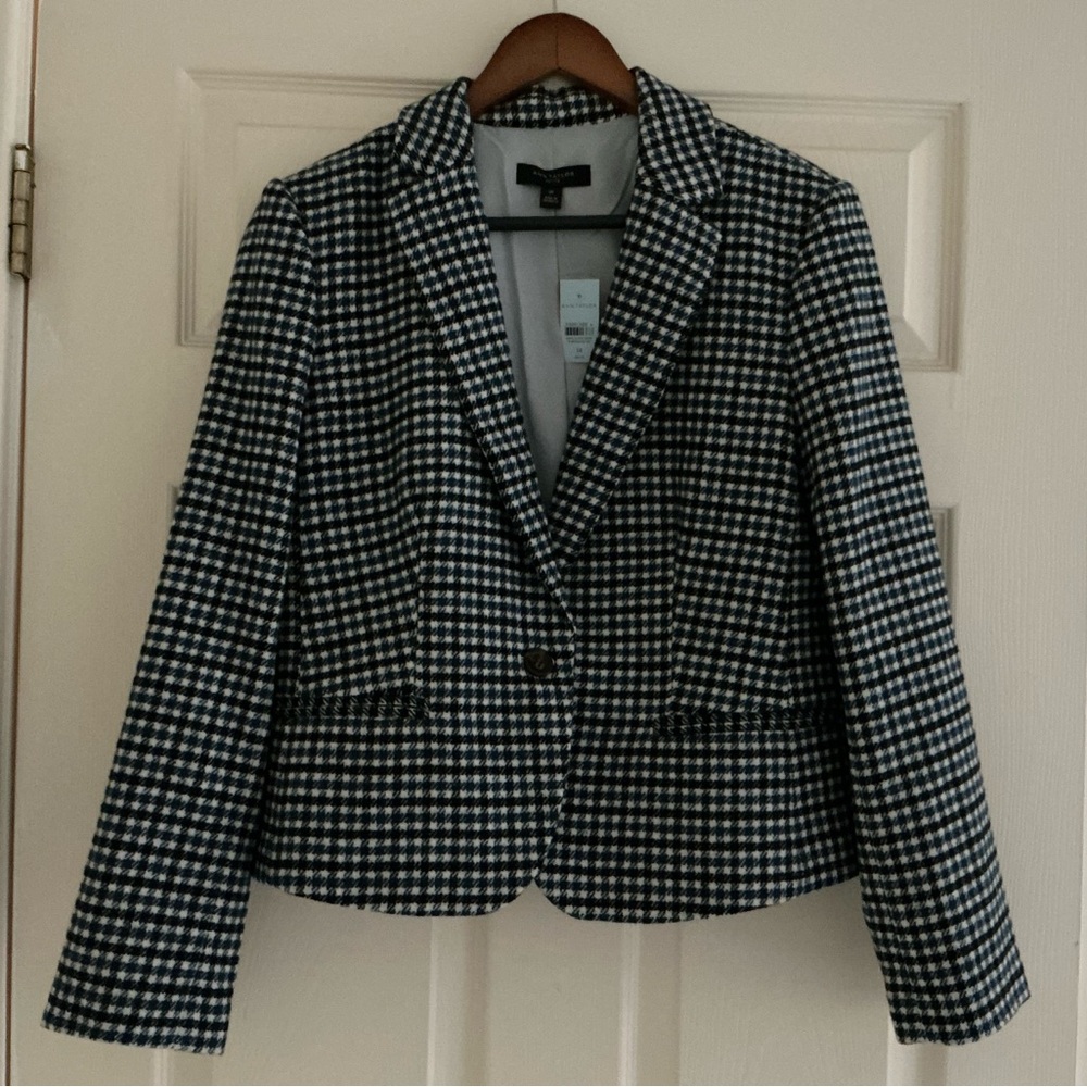 Ann Taylor Blue and White Blazer Tailored Suit Jacket